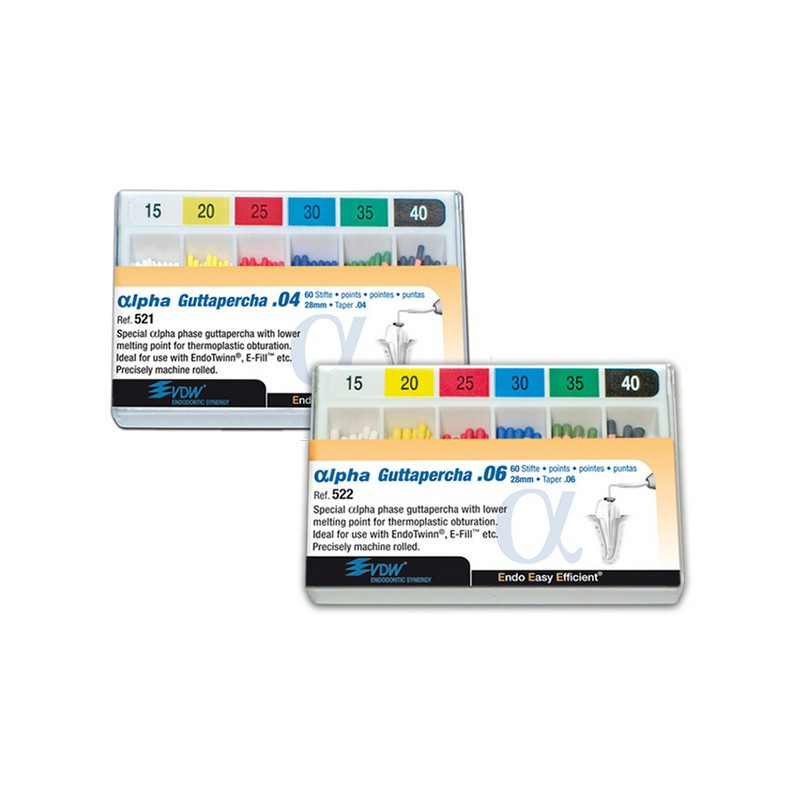 Gutta-percha ALFA VDW ISO .04 points, 60 pcs