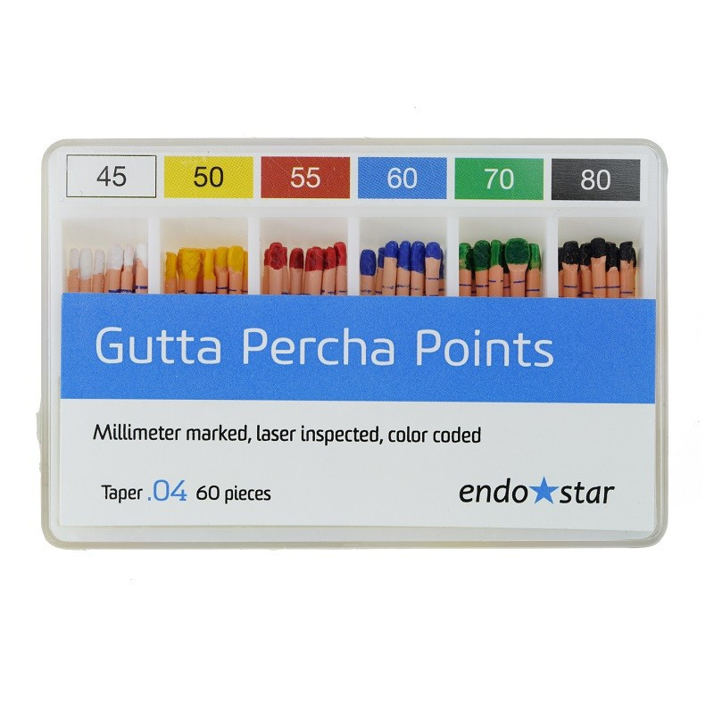Gutta-percha punktid .04 koonus, 60 tk pakendis