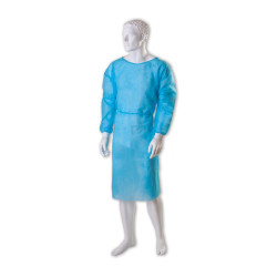 Delantal polar azul 20g/m2 con puños y cordones cintura